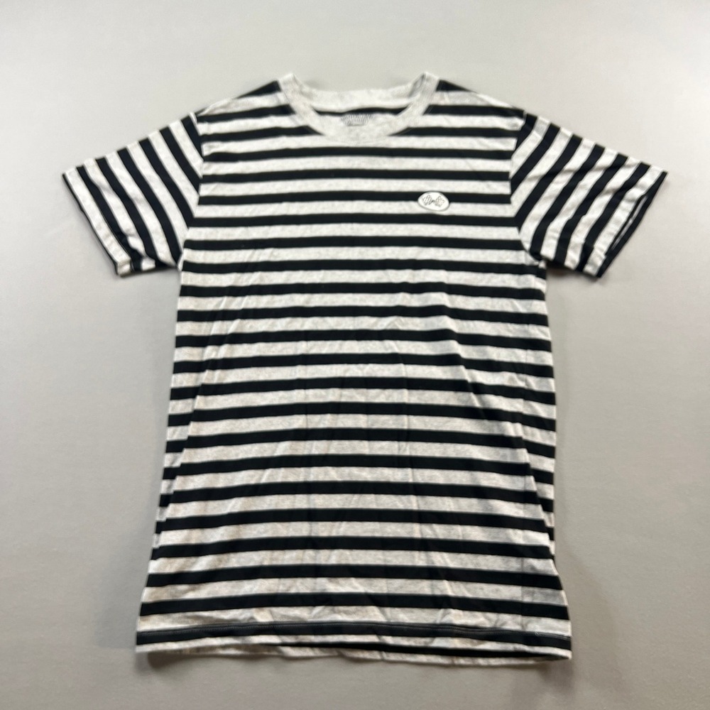 Brooklyn Laundry T Shirt Unisex Kids 18 (XL) Gray Black Striped Cotton Crew Neck